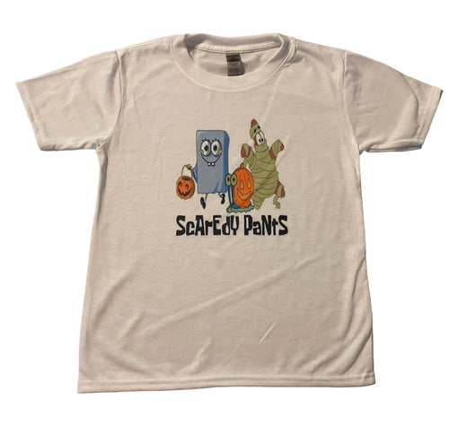 youth small (6/8) scaredy pants short sleeve