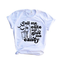 Load image into Gallery viewer, Call me cute and give me candy adult tee