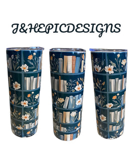 Floral bookshelf 20oz tumbler