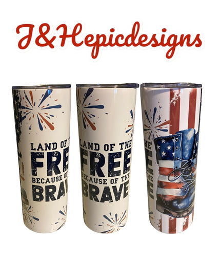 Land of the free because of the brave 20oz tumbler