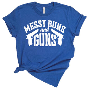 Messy buns and guns adult tee