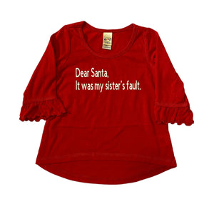 18months Dear santa it was my sister’s fault ruffle long sleeve